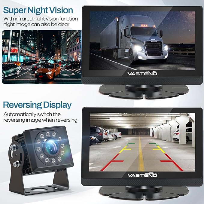 1080P Backup Camera for Truck, 7" IPS Touchscreen Monitor Front and Rear View Dual Cameras, IP69 Waterproof, IR Night Vision for Truck, Trailer, Camper, Included 32GB Card-PurrikoPets