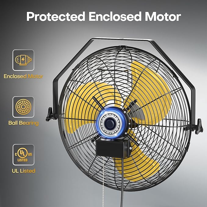 18 Inch Industrial Wall Fan with 2 Pack, 4800 CFM Metal Wall Mount Fans with Poweful Motor, 3 Speed, Fan Indoor for Covered Patio, Greenhouse, Gazebo, and Garage, UL Listed-PurrikoPets