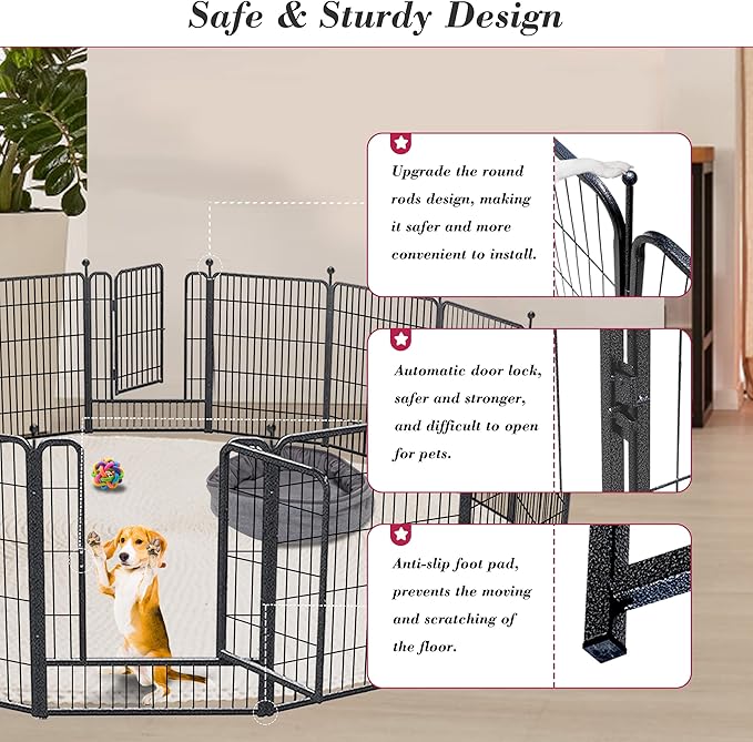 Dog Playpen 32 inch 30 Panels Indoor Outdoor Dog Pen for Medium/Small Dogs Heavy Duty Metal Dog Fence Outdoor for Yard, Puppy Playpen with Door Portable Pet Fence for RV Camping Yard-PurrikoPets