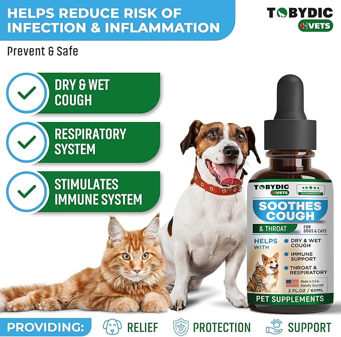 Dry & Wet Kennel Cough Natural Medicine & Relief for Dogs and Cats - Herbal Treatment Support Helps to Soothe Throat & Respiratory Trachea Comfort Supplement for Pets - Made in USA-PurrikoPets