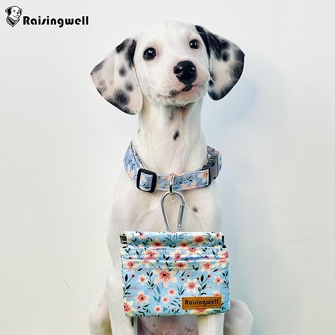 Dog Treat Pouch, Small Cotton Pocket Sized Training Holder, Hand Free Walking Fanny Bag with Carabiner, Self-Closing Pet Feed Snack Reward, Behavior Aids for Puppy Travel or Outdoor Use-PurrikoPets