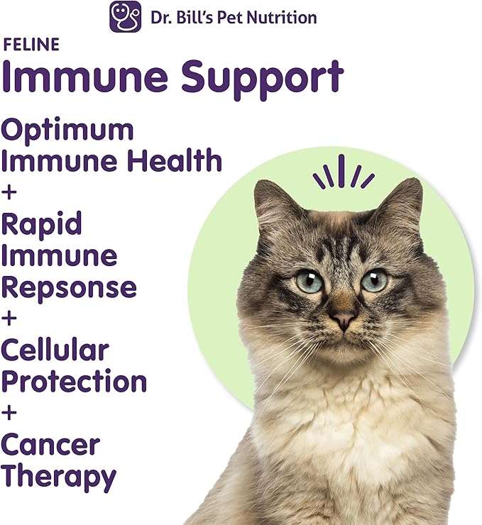 Dr. Bill’s Feline Immune Support | Boosts Cat Immunity and Health with Colostrum, Beta Glucan, Turkey Tail Mushroom, Zinc & Vitamin C | Powder Supplement for Cats of All Ages-PurrikoPets