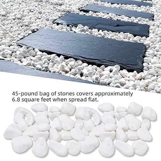 45LB 1"-2" White River Rocks for Plants, Polished Pebbles for Garden Landscaping, Planters, Aquariums, Vase Fillers – Indoor & Outdoor Decor-PurrikoPets