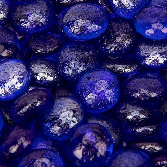 18 LB Fire Glass Beads Fireglass Drops for Gas Fire Pit Fireplace Cobalt Blue Luster Reflective Decorative Glass Gems Rocks Pebbles Stone for Vase Fillers Aquarium Fish Tank Decoration (Cobalt Blue)-PurrikoPets