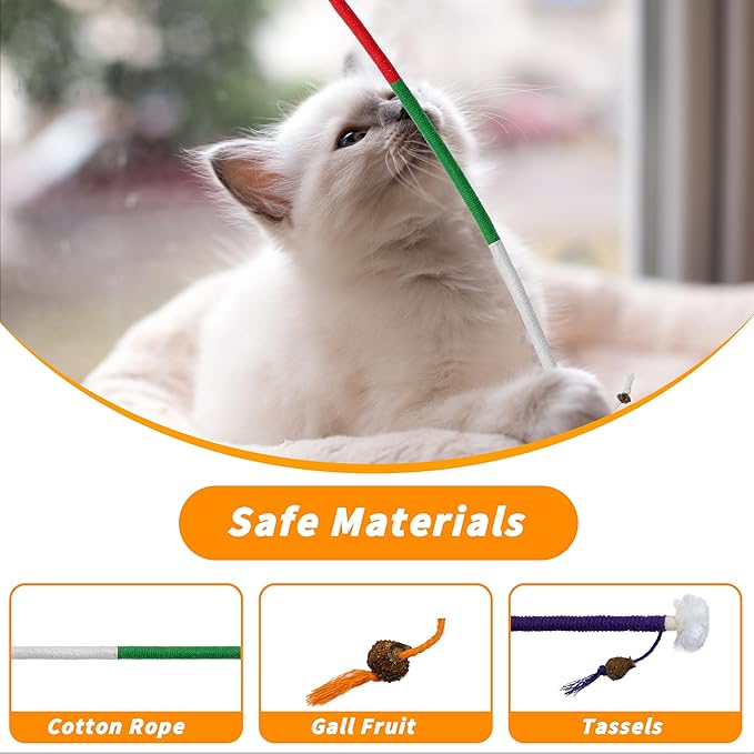 3pcs Safe Cat Rope Toy,Teeth Clean Toy for Cat, Cat Chew Toys for Indoor Cat,Kitten Interactive Toys-PurrikoPets