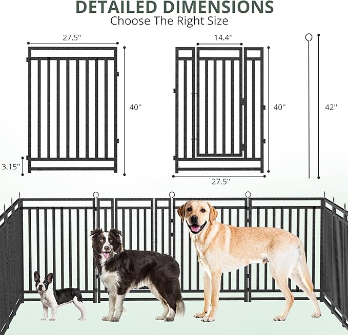 Dog Fence Outdoor Indoor, 40 Inch Height 48 Panels Dog Playpen for Large/Medium/Small Dogs Metal Dog Pen for Yard Camping and RV | Black-Silver-PurrikoPets