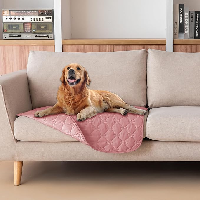 gogobunny 3X Stronger Waterproof Pet Blanket, Scratch Proof Furniture Protector for Dogs Cats, Reversible Cover 30x30 Inch, Dark Pink/Light Pink-PurrikoPets