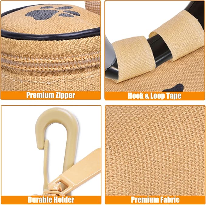 Dog Waste Bag Dispenser Dog Poop Bag Dispenser for Leash Accessory dog Poop Bag Holders Fits Dog Leash Include Hand Free Holder, Khaki, No-KaqiXYB-PurrikoPets