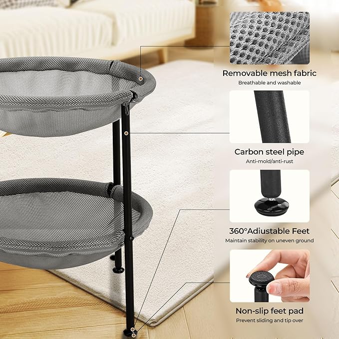 Double Cat Hammock Bed，Elevated and Raised Cat Beds for Indoor and Large Cats-PurrikoPets