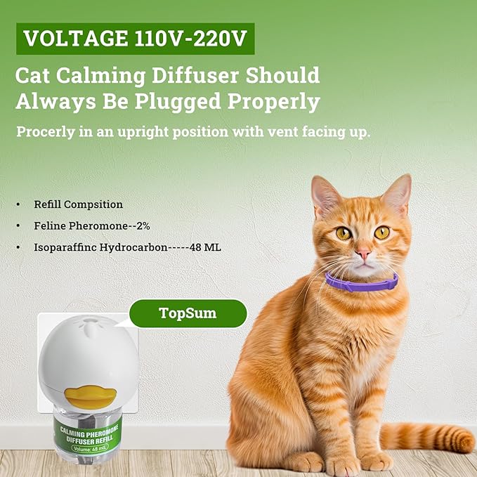 2 Diffusers& 6 Refills +2pcs Calming Collar Cat Calming Diffuser, Plug in Diffuser Cat Pheromone Calming Diffuser Starter Kit Helps Ruduce Anxious, Anti-Stress & Comforts Cats-PurrikoPets