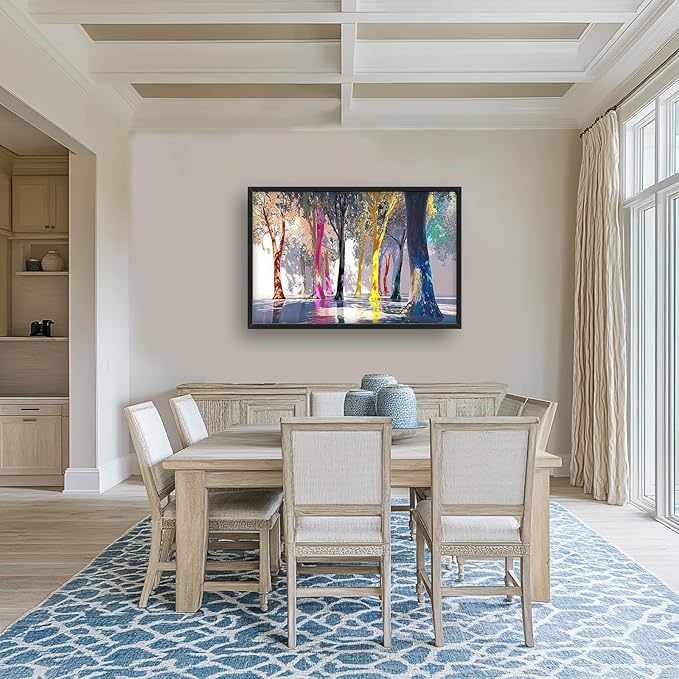 Framed Large Trees Wall Art for Living Room, Oversized Abstract Forest Wall Decor Colorful Nature Canvas Painting Modern Artwork Home Decoration for Living Room Bedroom Dining Room Office 36"x24"-PurrikoPets