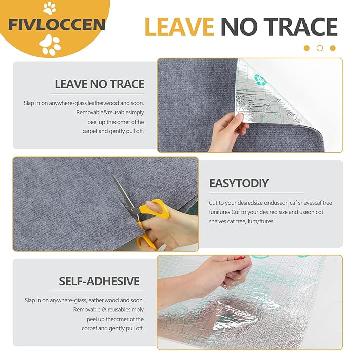 78.7"x15.8"Self-Adhesive Climbing Cat Scratch Protector Pads - Trimmable Furniture Guard for Sofa, Walls & Floors, DIY Cat Tree/Tower/Bed, Replaceable Scratch-Resistant Mats (Light Gray)-PurrikoPets