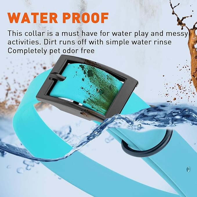 Dogline Biothane Waterproof Dog Collar Strong Coated Nylon Webbing with Black Hardware Odor- Proof for Easy Care Easy to Clean High Performance Fits Small Medium or Large Dogs, Sky Blue-PurrikoPets