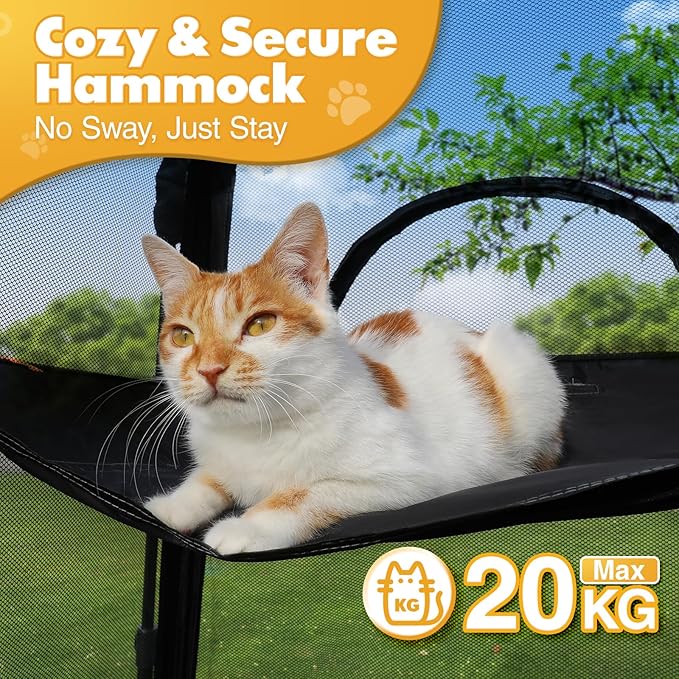 Extra Large Catio Outdoor Cat Enclosure, Rywell 3-Tier Spacious Outdoor Cat Tent, Weatherproof&Sunproof with 5 Windows, Foldable Cat Enclosure for Patio, Camping, Indoor(Includes Carry Bag)-PurrikoPets