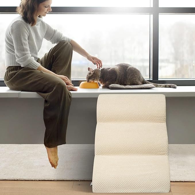 Dog Stairs for Small Dogs - High Density Foam Pet Steps, Extra Wide Dog Ramp with Non-Slip Bottom for High Beds, Couch and Sofa, Best for Dogs Injured, Older Doggy Cats-PurrikoPets