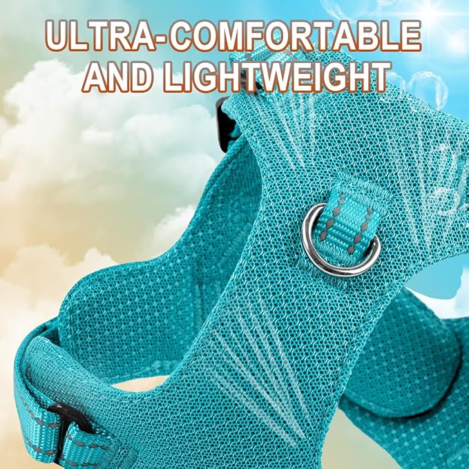 Dog Harness Step in Dog Vest Harness, Reflective Adjustable Puppy No Pull Harness Breathable Soft for Small and Medium Dogs Cats, Ocean Blue, XS-PurrikoPets