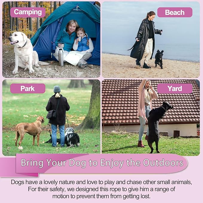 10FT Heavy Duty Dog Tie Out Cable for Large Dogs up to 125lbs, Durable Runner Tether Line (Purple)-PurrikoPets