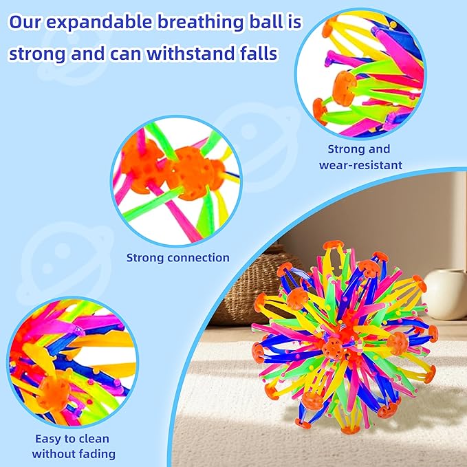 2Pcs Colorful Sphere Expandable Breathing Balls Fidget Toy-Great Anxiety Stress Reliever,Collapsible Expanding Magic Ball Toys for Kids & Adults Mindfulness Meditation Practices , Yoga -ADHD-PurrikoPets