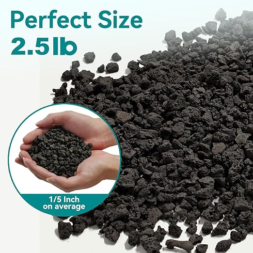 2.5lbs Small Lava Rocks for Plants Drainage, 1/5 Inch Black Gravel Mulch for House Plants, Succulent Rocks Pebbles for Planters,Cactus, Bonsai Tree, Pure Volcanic Rocks, Top-Dressing-PurrikoPets