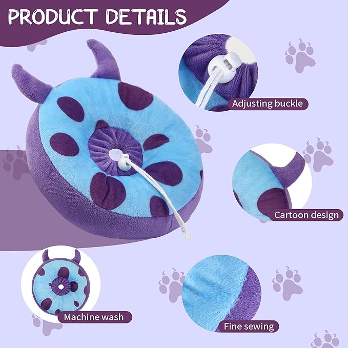 Adjustable Cat Collar Soft to Stop Licking After Surgery for Kitten, Alternative to Cone of Shame, Donut Cone for Cats, Pet Elizabethan Collar (Monster, Small)-PurrikoPets