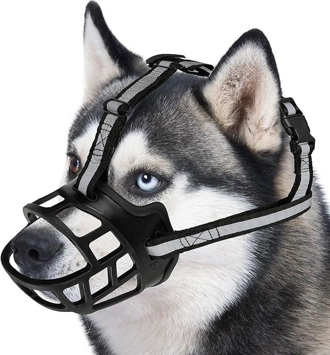 Dog Muzzle for Large Dogs, Breathable Basket Muzzles for Small, Medium and X-Large Aggressive Dog, Allows Panting Drinking, Suitable for Grooming Trimming Training (3, Blacks)-PurrikoPets