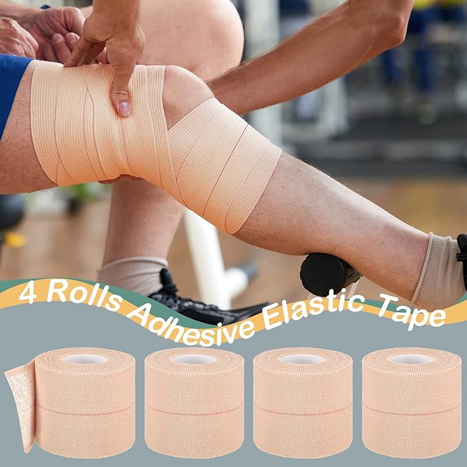 4 Rolls Elastic Tape Adhesive Elastic Tape Self Adhesive Bandage Wrap Flexible Stretch Bandages for Sports Ankle, Knee and Wrist Sprains Animal Pets, 2 Inch x 5 Yard-PurrikoPets