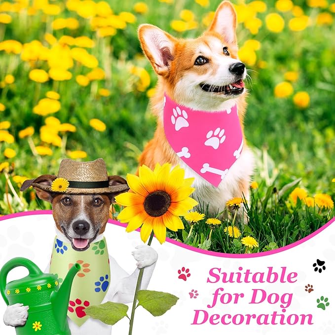 Abbylike 50 Pcs Paw Print Dog Bandanas Bulk Soft Triangle Scarves for Pets Party Costume Doggie Walking Photo Props Bibs for Pets Shops Adoption Events Halloween Party Gifts(25.6 x 17.7 x 17.7 Inch)-PurrikoPets