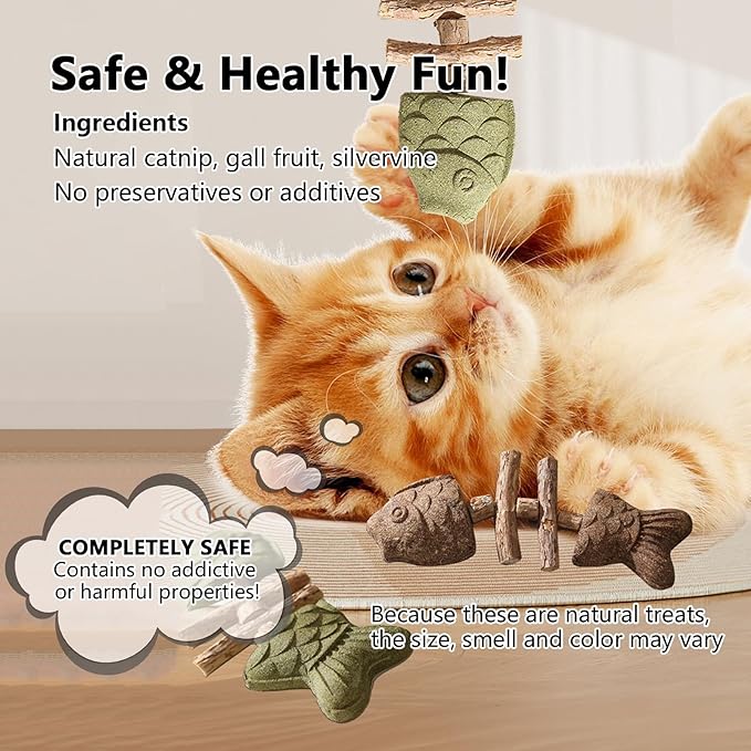3 Pack Catnip Toys, Healthy Cat & Kitten Teeth Cleaning Dental Chew Toy, Contain Catnip, Natural Silvervine, and Gall Fruit, Interactive Cat Toys for Indoor Cats, are Edible for All Cats Breeds-PurrikoPets