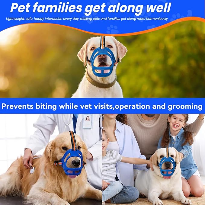Dog Muzzle, Basket Muzzle for Small Medium Large Dogs, Anti-Biting and Chewing, Lightweight & Sturdy Cage Design, Allows Panting & Drinking, Ideal for Grooming & Training(Blue Size XL)-PurrikoPets