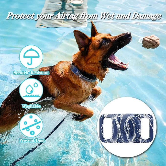 4 Pack Waterproof AirTag Dog Collar Holder Compatible with Apple AirTag, Silicone Hidden Loop Holder for Airtag Tracker, Anti-Lost Dog Collar Air Tag Accessories(Gray,Black,Blue,Dark Green)-PurrikoPets