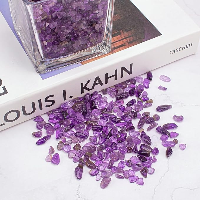 3 LB Amethyst Crystal Rocks Tumbled Crushed Stones Amethyst Crystal Quartz Chips Bulk Natural Gemstones Healing Reiki Mini Quartz Vase Filler Fish Tank Gravel Rocks-PurrikoPets