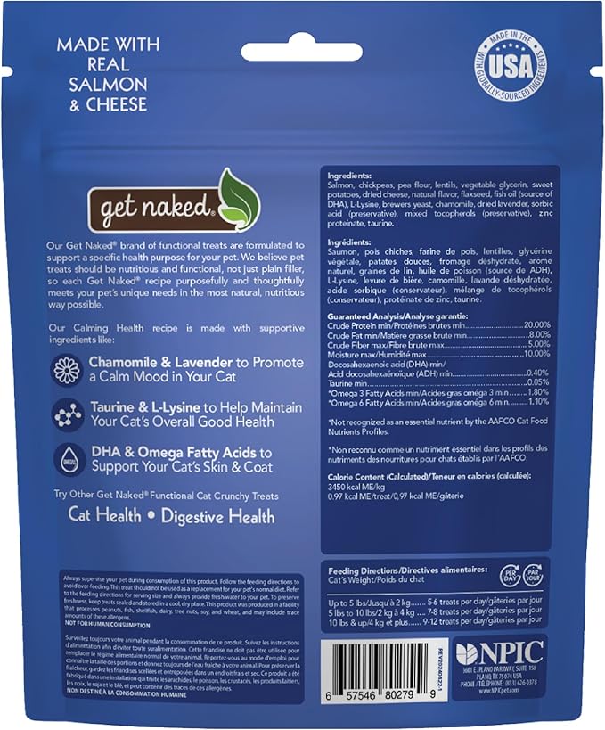 Get Naked Cat Calming Treats Salmon & Cheese Flavor, Crunchy, Calming Health, 6-oz Bag-PurrikoPets