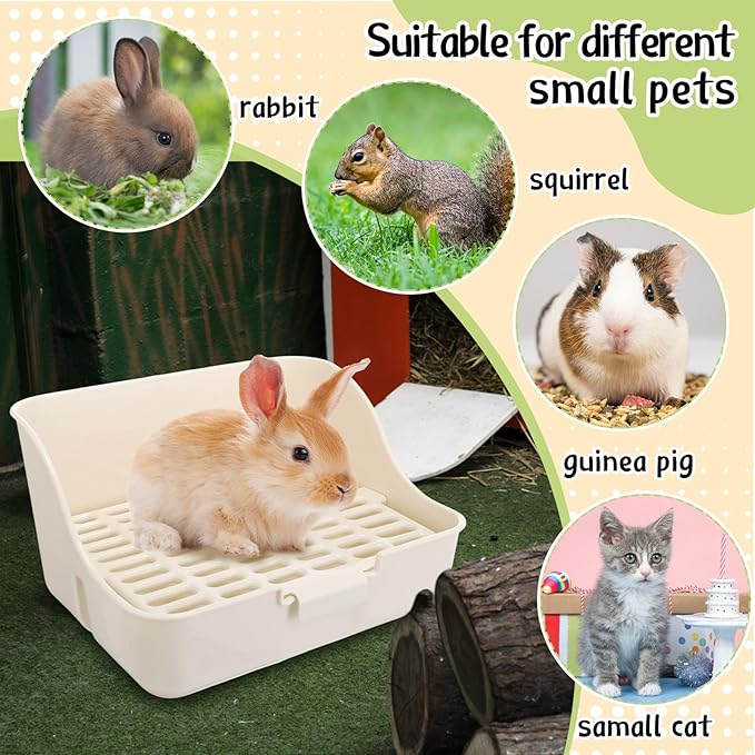 15 Pcs Rabbit Starter Kit Small Rabbit Litter Box Animal Grooming Kit Bunny Toys Bowl Blankets with Cleaning Set for Guinea Pig Accessories(Multicolor)-PurrikoPets