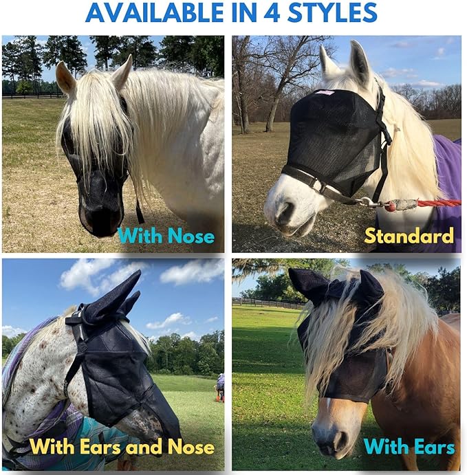 EquiVizor 95% UV Eye Protection (Mini) Standard Horse Fly Mask - Help with Uveitis, Corneal Ulcer, Light Sensitivity. Designed to Stay On Your Horse, Off The Ground.-PurrikoPets