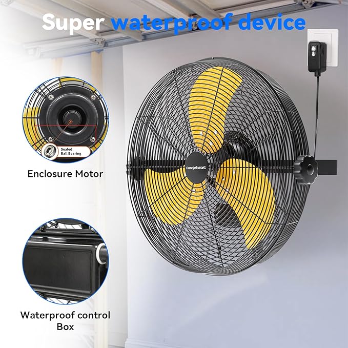 2PCS 2600 CFM 14 inch Outdoor High Velocity Wall Mounted Fan, 3-Speed Metal Fans with IP44 Enclosure Motor, Industrial Grade Weatherproof Wall Fan for Patio, Greenhouse, Garage, and Gazebo-PurrikoPets