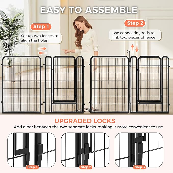 32 Inch Dog Playpen - 16 Panels Metal Pet Exercise Pen for Small-Medium Dogs, Indoor/Outdoor Dog Fence for Yard, Garden, Camping & RV Travel-PurrikoPets