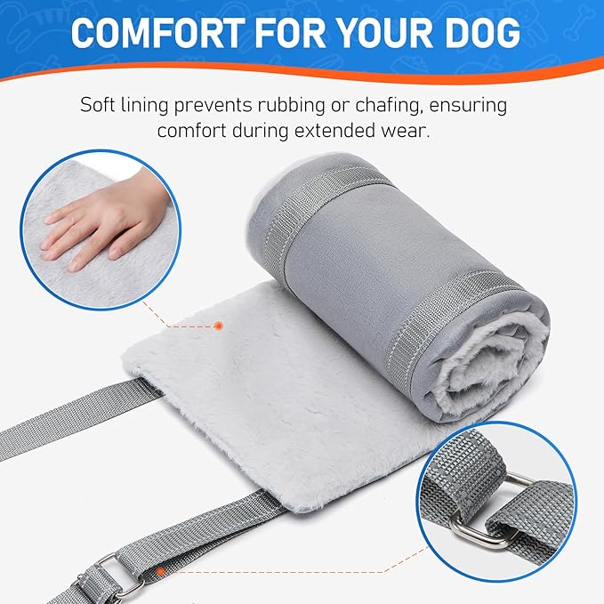 Dog Lift Harness for Extra Large Dogs, Adjustable Dog Sling for Back Legs, Hip Support Harness to Help Lift Dogs Rear for Canine Aid and Old K9 Cruciate Ligament Rehabilitation - Extra Large, Grey-PurrikoPets