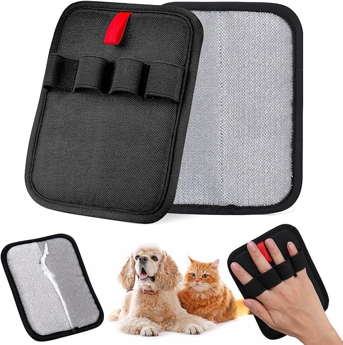 AIERSA 2Pcs Electrostatic Pet Hair Removal Glove, Electro Gloves Pet Hair, Reusable Static Pet Hair Remover Mitt, Cat & Dog Hair Removal Tool for Furniture, Clothes, Carpet, Car, Couch-PurrikoPets