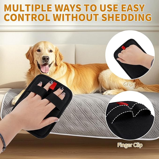 2PCS Electrostatic Pet Grooming Gloves, Reusable Hair Remover for Dog Cat Fur on Clothes Furniture Car Seat/Black-PurrikoPets