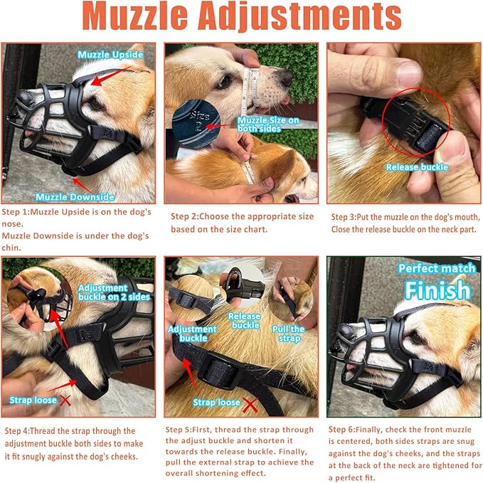 Dog Muzzle – Lightweight Breathable Basket Muzzle, Anti-Biting & Chewing, Adjustable Fit for Small, Medium & Large Dogs(Size 4)-PurrikoPets
