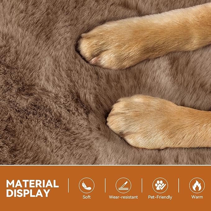 Dog Stairs with Furry Lids 18" H, 3-Step Wider Dog Steps with Storage for Small/Medium/Large Old Dogs Cats, Folding Sturdy Pet Stairs Climbing Bed Couch, Ramp for Car Up to 200 lbs, Khaki-PurrikoPets