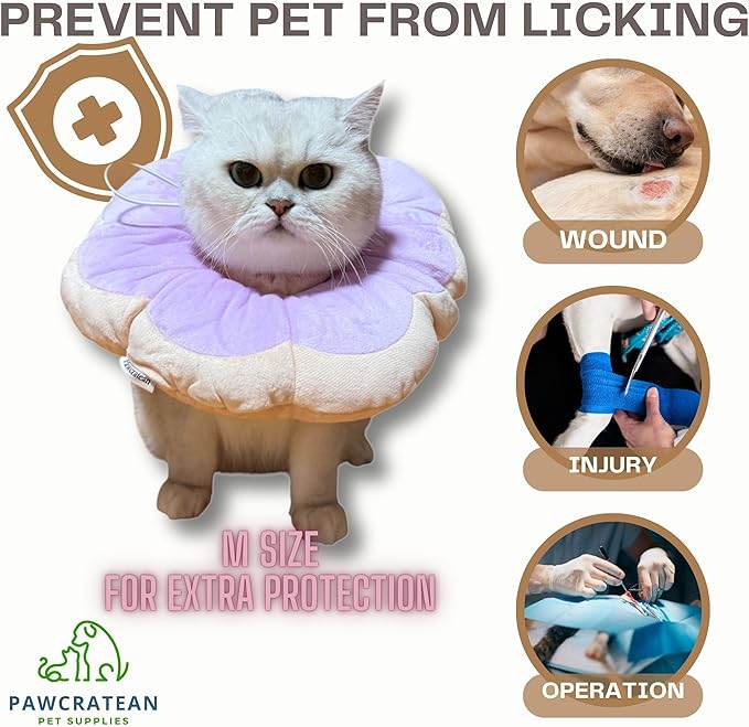 Adjustable Comfy Flower Style Elizabeth Collar for Cats Puppies Soft Recovery Cone Pet Protective Neck Collar (Purple, Small)-PurrikoPets