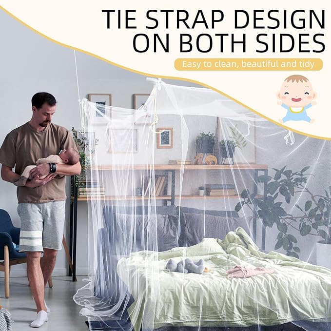 4 Corners Mosquito Net for Mosquiteros para Camas Bed Canopies Netting Bed Drapes Rectangular Mosquito Mesh for Camping Home Outdoor Travel (White,L75 X W59 X H67 Inch,Opening)-PurrikoPets