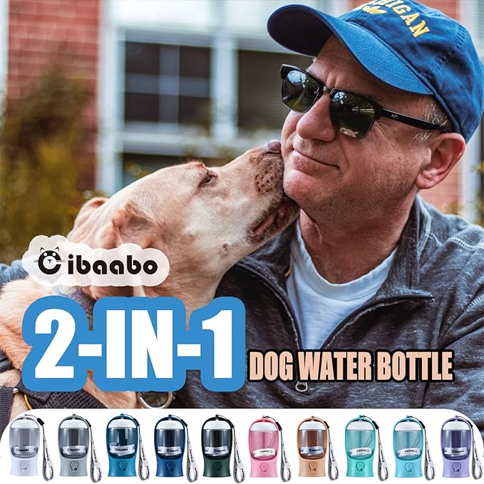 Dog Water Bottle with Food Container, Travel Puppy Water Bowl, Portable Pet Dispenser, Dog Stuff Accessories Items, Puppy Essentials Necessities for Yorkie Chihuahua Cat Walking and Hiking-PurrikoPets