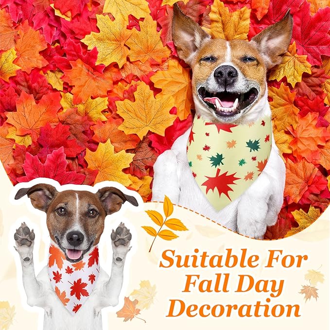 Abbylike 50 Pcs Fall Dog Bandana Bulk Maple Leaves Bandana for Dogs Triangle Kerchief Bibs Scarf for Small Medium Large Pet Autumn Thanksgiving Costume Accessories, 25 Styles (31.5 x 21.7 x 21.7 Inch)-PurrikoPets