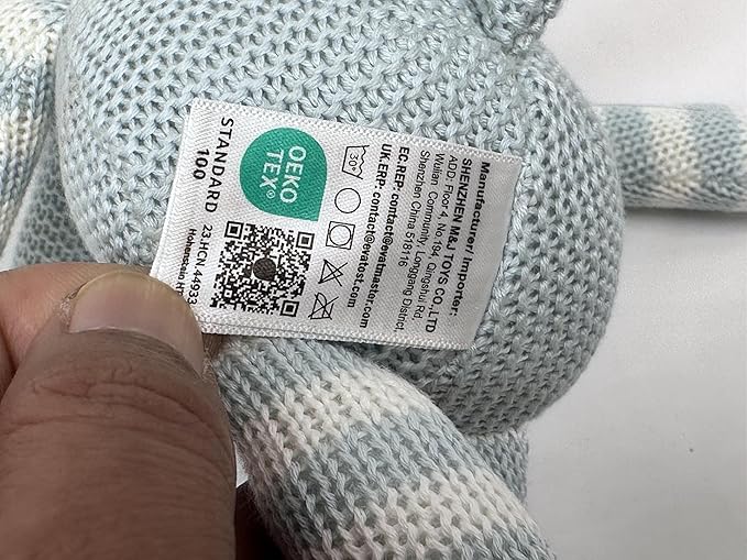 100% Organic Cotton Baby Elephant Stuffed Animal 7.1" | Blue Soft Toy for Newborn-PurrikoPets