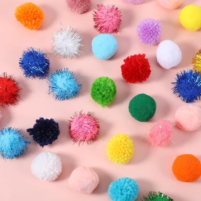 30 Pcs Cat Pom Pom Balls Assorted Color Sparkle Ball for Indoor Cats, Interactive Cats Toys Fuzzy Cat Balls Tinsel Glitter Chase Poms Poms Ball for Exercise and Entertainment-PurrikoPets