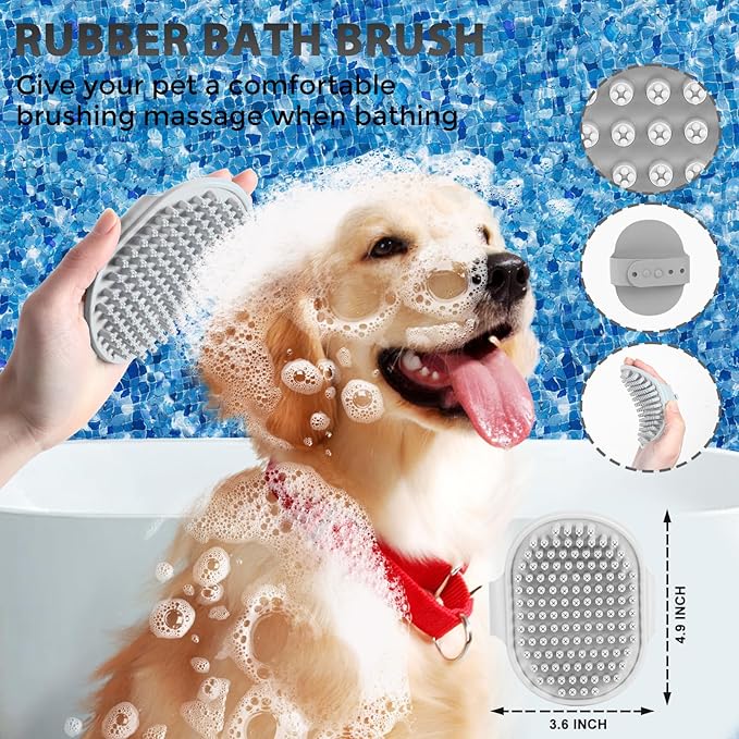 5 PCS Dog Grooming Brush Kit – Self Cleaning Slicker Brush for Shedding Short & Long Haired Dogs & Cats. Removes Loose Fur, Undercoat, Mats, Tangles. Suit for Small, Medium & Large Pets. Blue-PurrikoPets