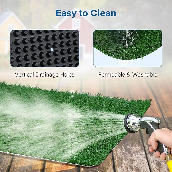 Dog Grass Puppy Training Pee Pad with Tray, Dog Potty with 2 Replacement Artificial Grass Pads, Portable Pet Toilet Washable Odor Free Little Box Indoor Outdoor Use-PurrikoPets