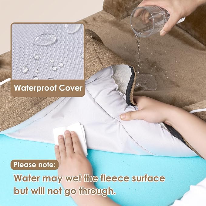 EHEYCIGA Orthopedic Dog Bed for Small Dogs, Waterproof Memory Foam Small Dog Beds with Sides, Non-Slip Bottom and Egg-Crate Foam Medium Pet Couch Bed with Washable Removable Cover, Camel-PurrikoPets